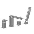 Смеситель для ванны Gessi Eleganza на 4 отверстия с переключателем и ручным душем, цвет Finox (46037#149) - миниатюра фото 1