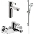 Комплект сантехники Hansgrohe Metris: смесители для ванны, раковины и душевой гарнитур - миниатюра фото 1