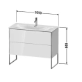 Напольная тумба Duravit XSquare 234410 с двумя ящиками, регулируемыми ножками, цвет White High Gloss (XS452502222) - миниатюра фото 2