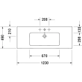Раковина Duravit ME by Starck для мебели с перел с 3 отв под смеситель 1230x490мм Цвет Белый - миниатюра фото 2