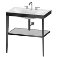 Консоль напольная Duravit XViu с раковиной и полкой, 850x800x480 мм, матовый черный/хром (XV4715TB210) - миниатюра фото 1