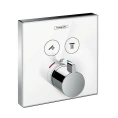 Термостат для душа Hansgrohe ShowerSelect: белый/хром, стеклянная панель, 2 источника (15738400) - миниатюра фото 1