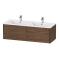 Тумба подвесная Duravit XViu для двойной раковины, 2 ящика, цвет walnut dark/черный матовый (XV40290B221) - миниатюра фото 1