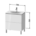 Тумба напольная Duravit L-Cube 234473 под раковину с 2 ящиками, 704x720x481 мм, цвет White High Gloss (LC659602222) - миниатюра фото 2
