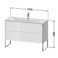 Тумба напольная Duravit XSquare под раковину с двумя ящиками, цвет White High Gloss (XS452602222) - миниатюра фото 2