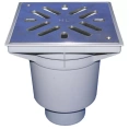 Трап HL606SW с решеткой в подрамнике 226x226 мм-грязеуловителем и вертикальным выпуском DN110 - миниатюра фото 1