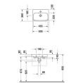Раковина Duravit Happy D2 500x360 мм без отверстий, с заглушкой для перелива, белая (710500060) - миниатюра фото 2