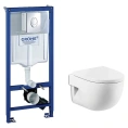 Комплект для скрытого монтажа: инсталляция Grohe Rapid SL 3 в 1, чаша унитаза и крышка-сиденье Roca Meridian с микролифтом - миниатюра фото 1