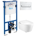 Комплект подвесного унитаза Roca Inspira in-wash с системой инсталляции DUPLO WC и кнопкой смыва PL1 Dual - миниатюра фото 1