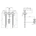 Смеситель для раковины GESSI Rilievo на 3 отверстия с донным клапаном, высота 125 мм, излив 154 мм, хром (59011#031) - миниатюра фото 2