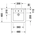 Раковина Duravit Starck 3 с переливом и 3 отверстиями под смеситель, 480x465 мм, белая (303480030) - миниатюра фото 2