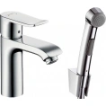 Смеситель для раковины Hansgrohe Metris с гигиеническим душем - миниатюра фото 1