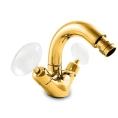 Смеситель для биде Nicolazzi Cristallo Di Rocca с двумя ручками и донным клапаном в золотом цвете (2134GO09C) - миниатюра фото 1