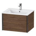 Подвесная тумба Duravit XViu 400x610x480 мм для раковины 233663, 1 ящик, цвет walnut dark/черный матовый (XV40250B221) - миниатюра фото 1