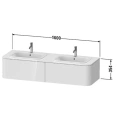 Тумба подвесная Duravit Happy D.2 Plus, 354x1600x550 мм, 2 ящика, цвет Stone Grey Satin Matt (HP4956B9292) - миниатюра фото 2