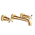 Смеситель для раковины AX Montreux настенный, 3 отверстия, полированное золото (16532990) - миниатюра фото 1