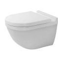 Подвесной унитаз Duravit Starck 3 Rimless с гигиеничным покрытием WG и сиденьем с микролифтом (45270900A11 - миниатюра фото 1