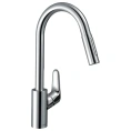 Кухонный смеситель Hansgrohe Focus M41 с поворотным и вытяжным изливом 220 мм, хром (31833000) - миниатюра фото 1