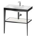 Консоль напольная Duravit XViu с раковиной без перелива и полкой, 2 отверстия, черный матовый/белый глянцевый (XV4715EB285) - миниатюра фото 1