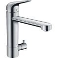 Стильный кухонный смеситель Hansgrohe Focus M42 с поворотным изливом (71813000) - миниатюра фото 1