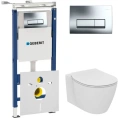 Комплект для скрытого монтажа: чаша Ideal Standard Connect AquaBlade + инсталляция Geberit с микролифтом и шумоизоляцией - миниатюра фото 1