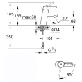 Однорычажный смеситель Grohe Concetto 2338510E для раковины с эргономичным дизайном - миниатюра фото 8