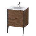 Тумба подвесная Duravit XViu 591x610x480мм для раковины, 2 ящика, цвет walnut dark/черный матовый (XV43000B221) - миниатюра фото 1