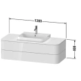 Тумба подвесная Duravit Happy D.2 Plus 408x1300x550 мм, 2 ящика, цвет Stone Grey Satin Matt (HP497209292) - миниатюра фото 2