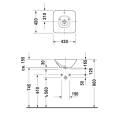 Раковина Duravit Bacino 420x420 мм без площадки под смеситель, белая (333420000) - миниатюра фото 5
