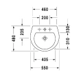 Раковина Duravit Darling New с переливом и 3 отверстиями под смеситель 550x480 мм белого цвета (2621550030) - миниатюра фото 2