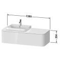 Тумба подвесная Duravit Happy D.2 Plus, 354x1300x550 мм, 1 ящик, система DX, цвет stone grey satin matt (HP4942R9292) - миниатюра фото 2