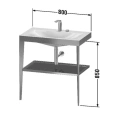 Консоль напольная Duravit XViu с раковиной и полкой, 850x800x480 мм, цвет black matt/flannel grey high gloss lacquer (XV4715OB289) - миниатюра фото 2