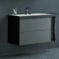 Подвесная тумба Duravit XViu с раковиной, 2 ящика, цвет Dark Brushed Oak/чёрный матовый (XV4615EB272P) - миниатюра фото 1