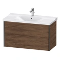 Тумба подвесная Duravit XViu 565x1010x469мм для раковины, 2 ящика, цвет walnut dark/черный матовый (XV41170B221) - миниатюра фото 1