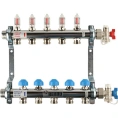 Коллекторная группа REHAU HKV-D на 4 выхода (РЕХАУ - 12080411002)1x3/4ЕК из нержавеющей стали с регулирующими и термостатическими вентилями и расходомерами - миниатюра фото 1