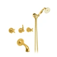 Золотой смеситель для ванны Nicolazzi Impero с двумя рычагами и ручным душем (1203GO36) - миниатюра фото 1
