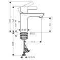 Смеситель для раковины Hansgrohe Metris S с донным клапаном, хром (31060000) - миниатюра фото 2
