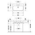 Раковина Duravit Happy D2 для мебели, белая, 800x505 мм, с отверстиями под смеситель (2318800030) - миниатюра фото 2