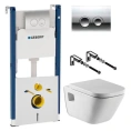 Комплект для скрытого монтажа: унитаз Roca Gap, инсталляция Geberit Duofix Delta и шумоизоляция - миниатюра фото 1