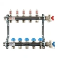 Коллекторная группа REHAU HKV-D на 5 выходов (РЕХАУ - 12080511002)1x3/4ЕК из нержавеющей стали с регулирующими и термостатическими вентилями и расходомерами - миниатюра фото 1