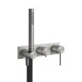Встраиваемый смеситель для ванны GESSI 316 с автоматическим переключателем ванна-душ и держателем, цвет steel brushed (54038#239) - миниатюра фото 1