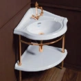 Угловая тумба SIMAS Arcade с раковиной AR884 и полкой AR894 в золотом цвете - миниатюра фото 1