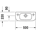 Раковина для рук Duravit D-Code 500x220 мм с переливом, без отверстия (7065000002) - миниатюра фото 2