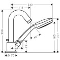 Смеситель для ванны Hansgrohe Logis с ручным душем и компактным изливом (71310000) - миниатюра фото 2