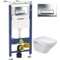 Комплект Система инсталляции для унитазов Geberit Duofix Платтенбау 458.125.21.1 4 в 1 с кнопкой смыва + Чаша для унитаза подвесного Duravit DuraStyl - миниатюра фото 1