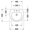 Раковина Duravit Darling New с тремя отверстиями под смеситель 600x520 мм белого цвета (2621600030) - миниатюра фото 2