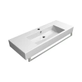 Раковина накладная подвесная GSI Kube 120x47 см с переливом, отверстием под смеситель, белая - миниатюра фото 1