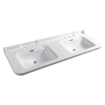 Двойная керамическая раковина Kerasan Waldorf 150×55 см, белая, с 3 отверстиями под смеситель (4143K1bi/cr*3) - миниатюра фото 1