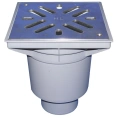 Трап HL606S с решеткой 226x226 мм-незамерзающим запахозапирающим устройством и вертикальным выпуском DN110 или DN160 - миниатюра фото 1