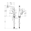 Кухонный смеситель Hansgrohe Metris с выдвижным и поворотным изливом, хром (14823000) - миниатюра фото 2